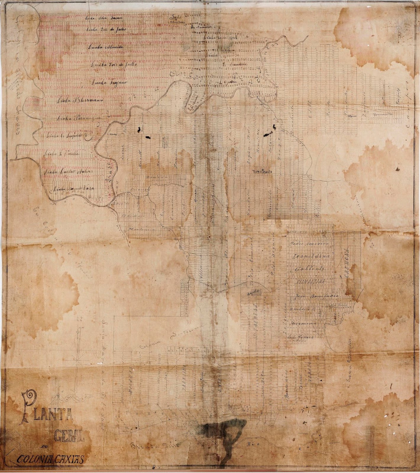 Primeiro mapa do território de Antônio Prado, Flores da Cunha, Nova Pádua e Nova Roma do Sul